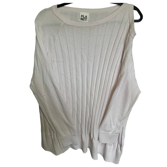 Planet By Lauren G Cutout Shoulder Ribbed Boatneck Sweater In Light Pink OS - Picture 2 of 10